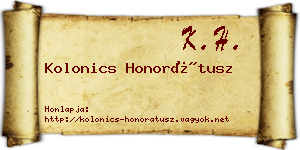 Kolonics Honorátusz névjegykártya